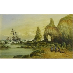  John Francis Branegan (British 1843-1909): 'King and Queens Rock Flamborough, watercolour signed 32cm x 52cm  
