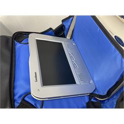 Singer 66 sewing machine in wooden case, together with an LG DVD player with speakers, two portable DVD players, etc 