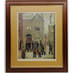  'Police Street', limited edition coloured print No.660/850 after Laurence Stephen Lowry R.A. (British 1887-1976) with The Adam Collection blind stamp in the margin and National Fine Arts Ltd label verso 54.5cm x 43.5cm   