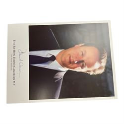 Five signed photographs of ex British prime ministers, comprising Boris Johnson, Tony Blair, Theresa May, Gordon Brown and David Cameron   