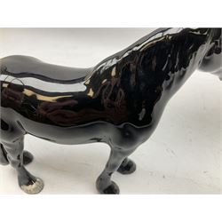 Beswick Dales Pony in black, no.1671, together with Beswick Highland pony in dun, no.1644, both with printed mark beneath