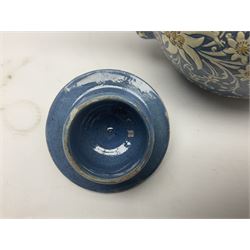 Swiss Thun pottery teapot and cover, decorated with edelweiss flowers, H16cm