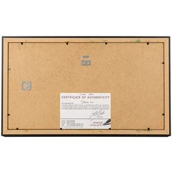 Ten signed Formula 1 photographs, comprising eight Damon Hill examples, Jenson Button and a Nigel Mansell example, nine with certificates of authenticity from Write Stuff Autographs, all framed, largest H47cm, W67cm