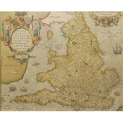 Abraham Ortelius (Belgian 1527-1598): 'Angliae Regni Florentissimi Nova Descriptio', 16th ...