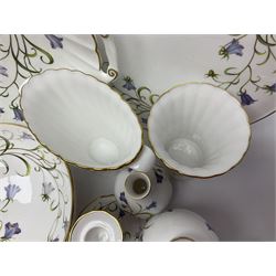 Large collection of Spode Campanula pattern ceramics, to include two cake plates, candle stick, vases bowls, planter, covered bon bon dish etc, many with boxes 