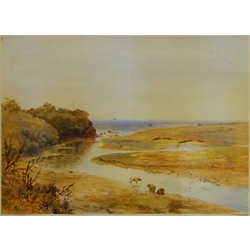  Cattle by an Estuary, watercolour signed and dated 1880 by Benjamin John Ottewell (British 1885-1930) 44.5cm x 62cm  