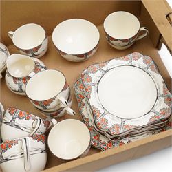 Crown Ducal 'Orange Tree' part service, comprising milk jug, cream jug, various sizes of teacups, saucers and plates 
