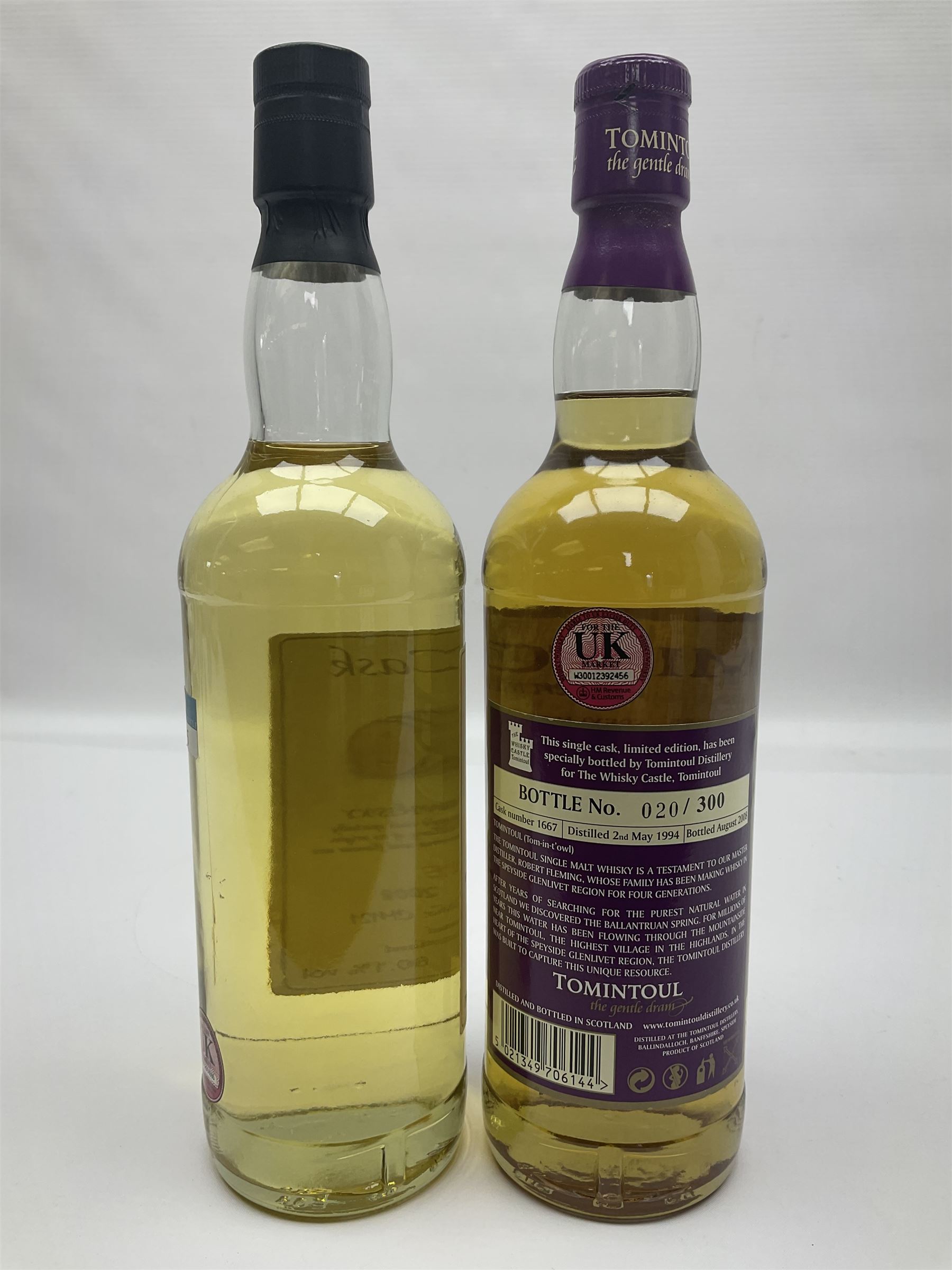 Bowmore, 1999 The Golden Cask Single Malt Scotch Whisky, 70cl 60% vol and Tomintoul 14 year Single Malt Whisky, 70cl 46% vol