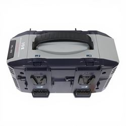 IDX Endura HL10DS 96Wh V Mount four battery set with IDX VL-4S Simultaneous V Mount charger and cable, in a custom cut Peli 1550 flight case