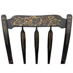 Set of four Hitchcock chairs, ebonised and painted detail