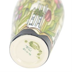 Moorcroft vase of baluster form, decorated with Town of Flowers pattern, designed by Kerry Goodwin, with printed and painted marks beneath, in original box, H26cm