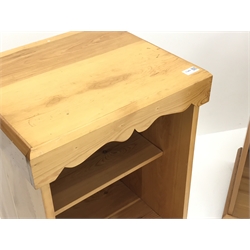 Pair pine bedside cupboards with single shelf, W47cm, D41cm, H67cm