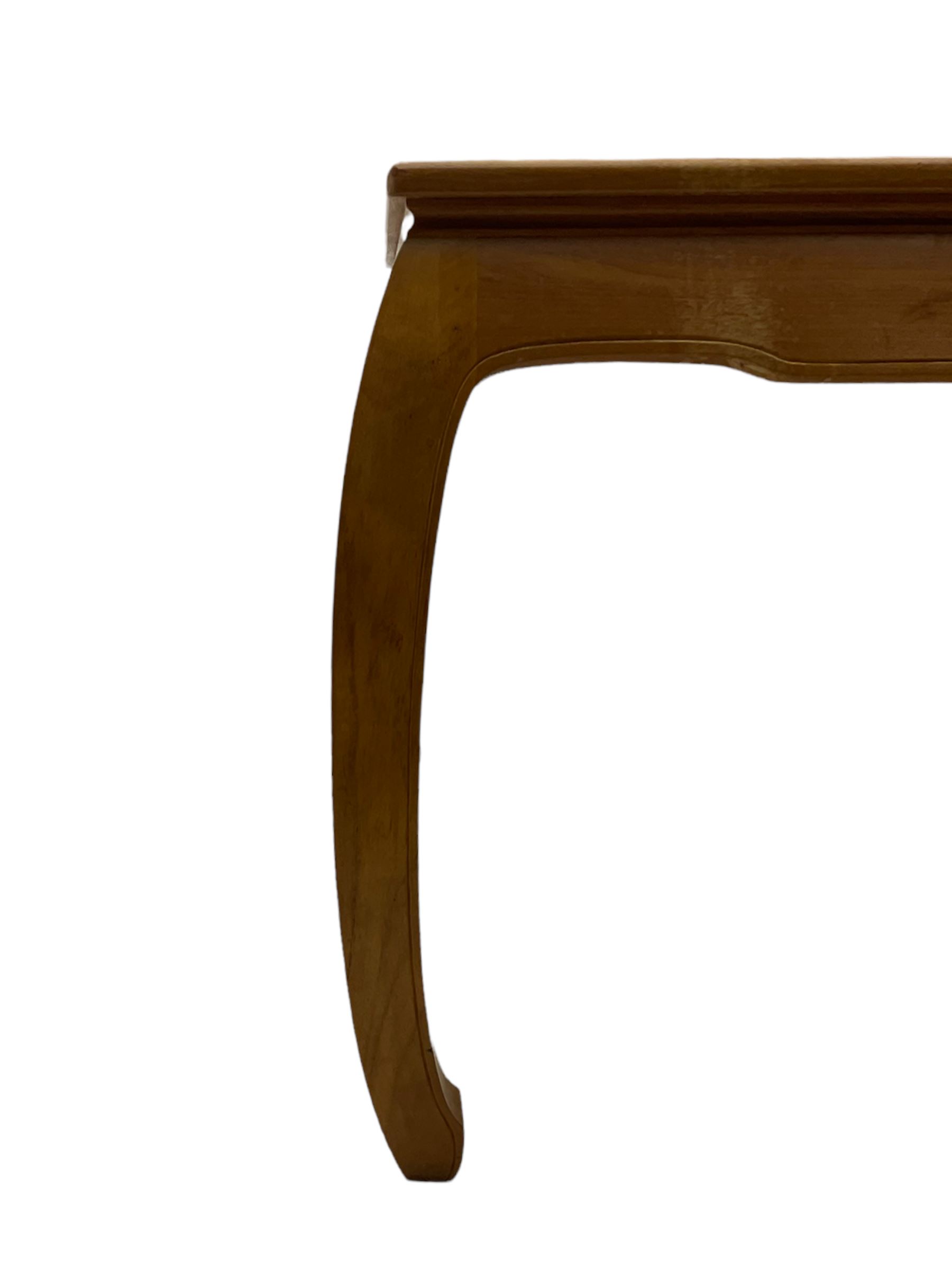 Oriental hardwood rectangular dining table, and six high back dining chairs with solid seats