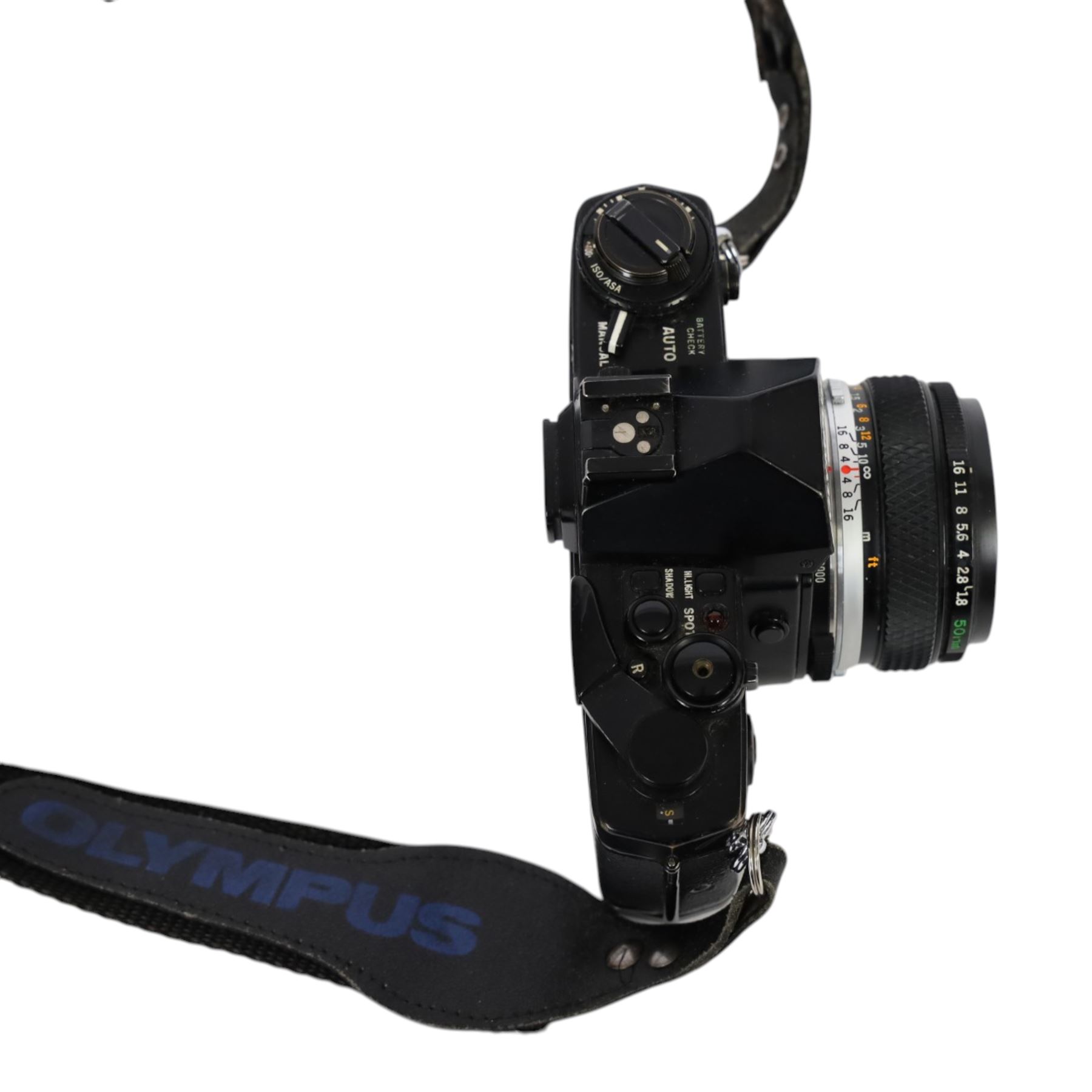 Olympus OM4 camera body, serial no. 1018238, with an Olympus OM-System Zuiko Auto-S 50mm 1:1.8 lens