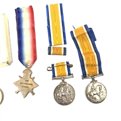 King George V 1914 - 1918 British War Medal named to '14-133 PTE J.W. ROBSON. E. YORK R', War Medal named to 'M. 22411 S. TURNER. PBR. 4 R.N.', Victory Medal and 1914-15 star both named to '3408 PTE. G. COLLINSON. W. YORK. R.' and various badges etc
