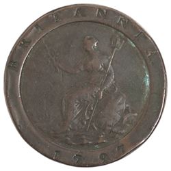 Collection of 18th century and later Great British coins, including 1797 cartwheel two pence, 1797 cartwheel one penny, William IV 1836 silver half crown, Queen Victoria 1890 silver half crown, eight silver shillings 1817-1914, nine silver shillings 1921-1945, collection of silver threepences, and further copper coins