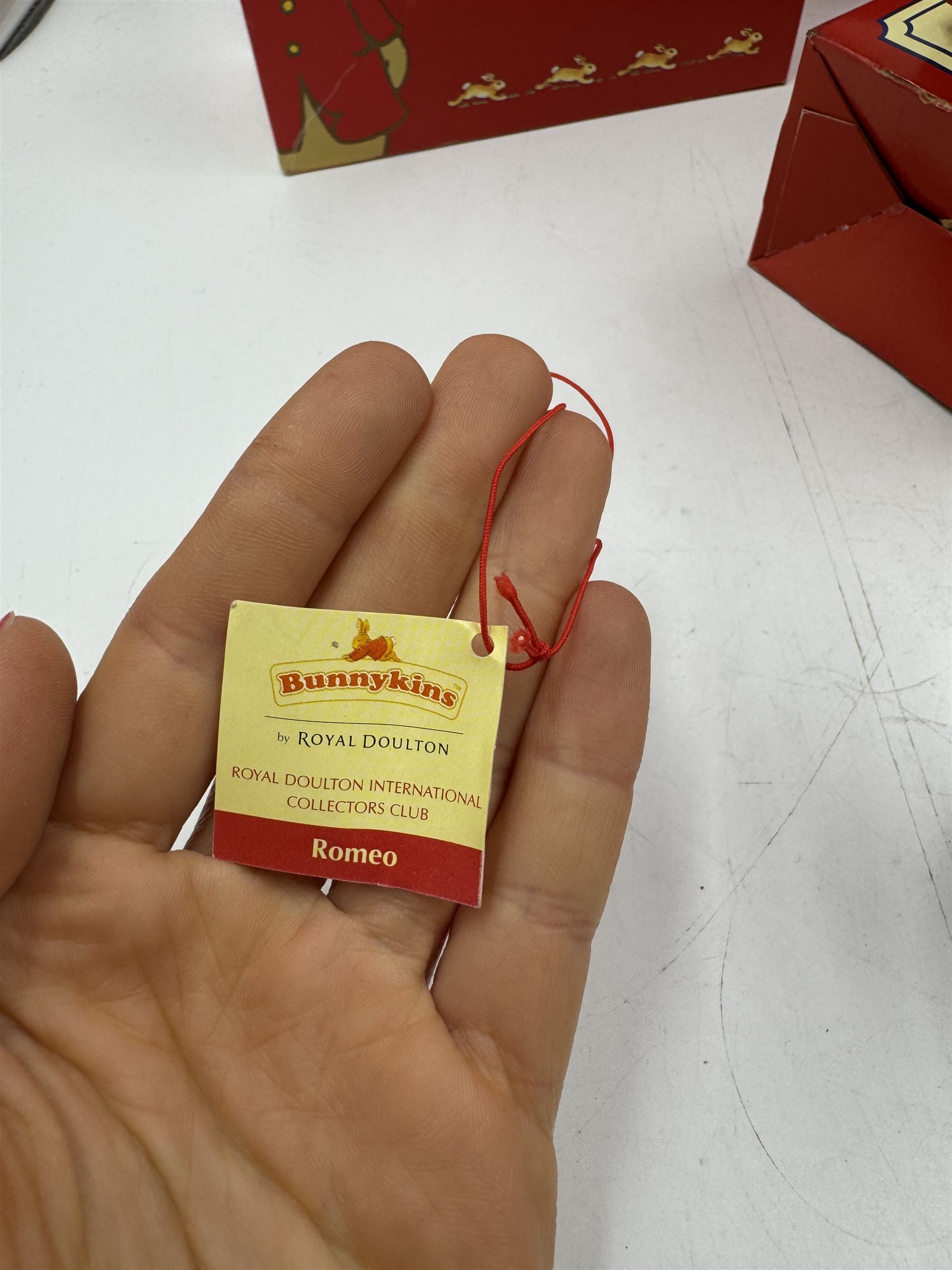 Five Royal Doulton Bunnykins comprising Sundial, Wedding Day, Gladiator, Romeo and Juliet 