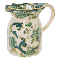 Masons Ironstone Chartreuse teapot, two jugs and ginger jar 