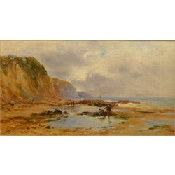  Collecting Bait on the Shore, late 19th century oil on canvas unsigned 19cm x 35cm  