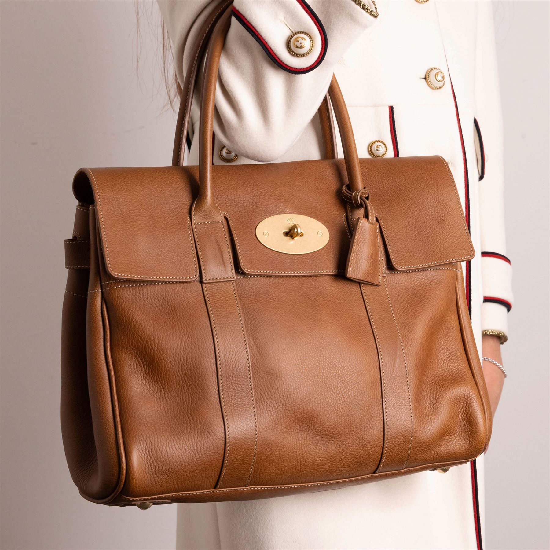 Mulberry - ‘Bayswater Heritage’ Classic Tote Bag, introduced in 2003, in oak NVT leather with signature gold tone Postman’s Lock closure and hardware, with rolled top handles, unused with original dust bag 