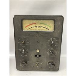 AVO valve tester, British Patent 480752 by the Automatic Coil Winder & Electrical Equipment Co Ltd, together with 16-type plug board with connecting lead, AVO wide range signal generator with original instruction manural and AVO multimeters mk2 and mk4 etc