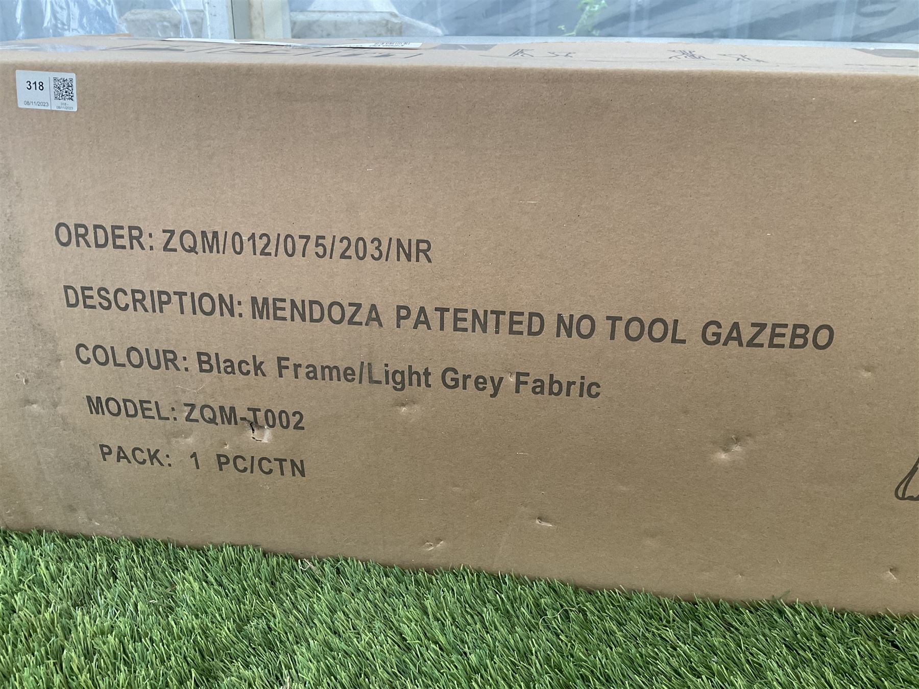 Mendoza patented no tool gazebo, black frame, light grey fabric - THIS LOT IS TO BE COLLECTED BY APPOINTMENT FROM DUGGLEBY STORAGE, GREAT HILL, EASTFIELD, SCARBOROUGH, YO11 3TX