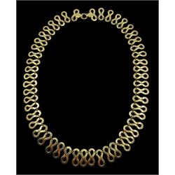 Gold infinity link necklace hallmarked, approx 32.1gm