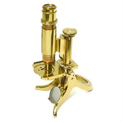  Baker of London travelling microscope with Chesterman vernier scale No16574 and a Swift brass microscope 