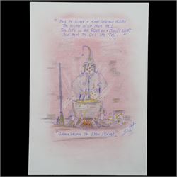 Charles Bronson (Charles Arthur Salvador) (British 1952-): A comprehensive collection of five hundred mixed media works executed between 2000 and 2025. Produced during the artist’s long-term incarceration, the works are primarily in ink, coloured pencil and mixed media on paper. The collection includes multiple formats: A5 (15 works), A4 (308 works), A3 (164 works) and A2 (13 works). Some are signed and dated; a number are executed on the reverse of official prison documents and other repurposed materials, reflecting the limited availability of art materials within the prison environment. This collection represents the largest body of the artist’s work to be offered as a single lot and has not previously been available on the market. (500) (unframed)

Notes: Dated examples span the period from 2000 to 2025, with the greatest concentration produced between 2012 and 2019 and including a group of recent large-scale works from the final years of the period; approximately twenty percent are undated.