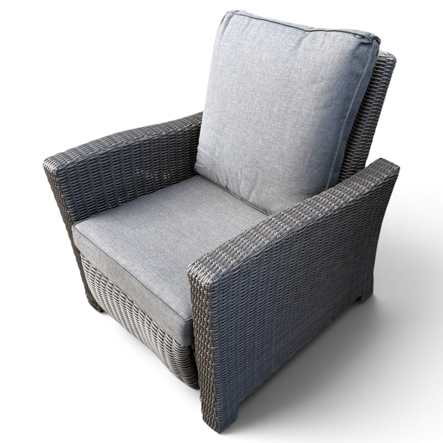 Kettler - Palma rattan garden reclining lounger chair, of high-back and square form with reclining and extending foot-rest function, with loose seat cushions and protective cover