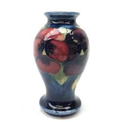  William Moorcroft Pansy pattern miniature vase of footed baluster form c1925 H10cm  