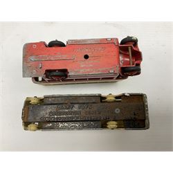 Dinky - Bedford 10cwt Van 'Kodak' No.480, boxed; and six unboxed and playworn models including Trojan Chivers Jellies van, loudspeaker van, Daimler Ambulance, N.C.B. Electric Van and two buses (7)