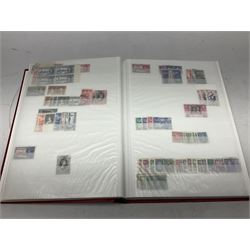 King George V Silver Jubilee stamps 1910-1935 including Bermuda marginal mint block of four, Virgin Islands marginal mint blocks of four including variations/errors, other similar blocks of four etc, various Royal Silver Wedding 1948 stamps, King George VI Victory 8th June 1946, Queen Elizabeth II Coronation etc, housed in a stockbook