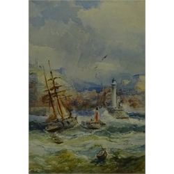  Frederick William Booty (British 1840-1924): Sail and Steam Boats returning to Whitby Harbour, watercolour with scratching out signed and dated 1898,  24cm x 16cm  