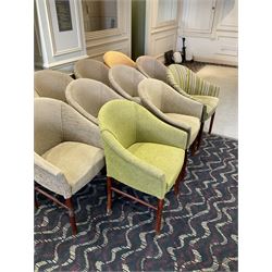 Eleven tub chairs, various fabrics- LOT SUBJECT TO VAT ON THE HAMMER PRICE - To be collected by appointment from The Ambassador Hotel, 36-38 Esplanade, Scarborough YO11 2AY. ALL GOODS MUST BE REMOVED BY WEDNESDAY 15TH JUNE.