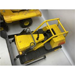Tonka - five large scale pressed steel vehicles comprising Cement Mixer, Mobile Crane, Bulldozer and two Dumper Trucks (5)