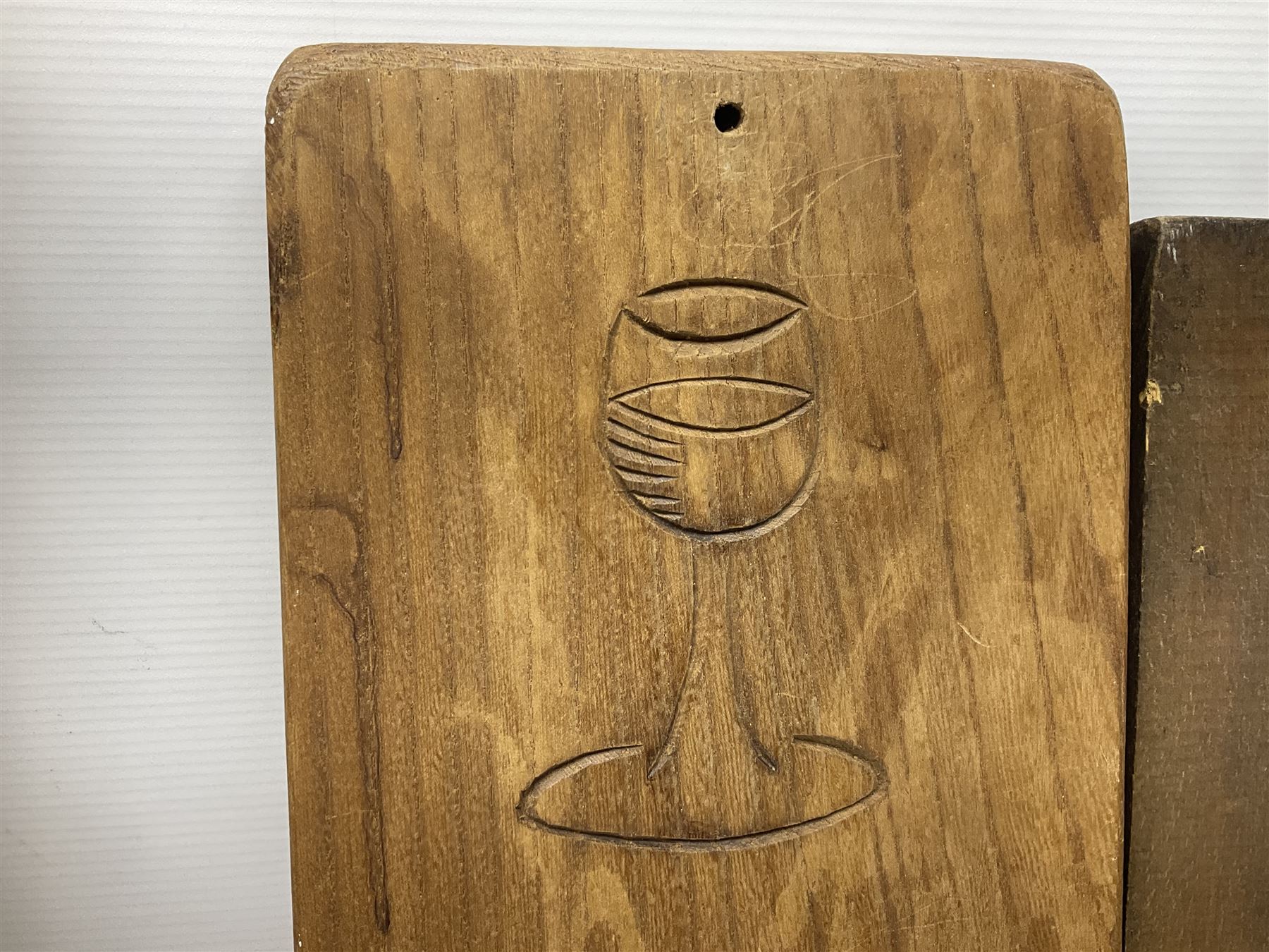 Eight 20th century hardwood Dutch folk art Speculaasplank or biscuit moulds, most examples typically carved with figures in traditional dress, tallest H60cm