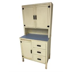 1950s painted kitchen cabinet, and a painted pine two door cupboard