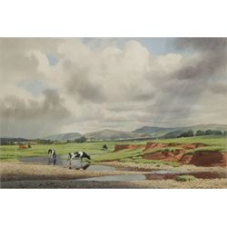 Geoffrey H Pooley (British 1908-2006): Yorkshire Dales Pastoral Landscape, watercolour signed and 1975, 34cm x 50cm