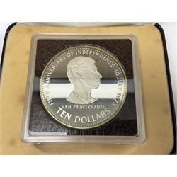 Two Commonwealth of the Bahamas 1978 ten dollar silver coins, both cased with certificates