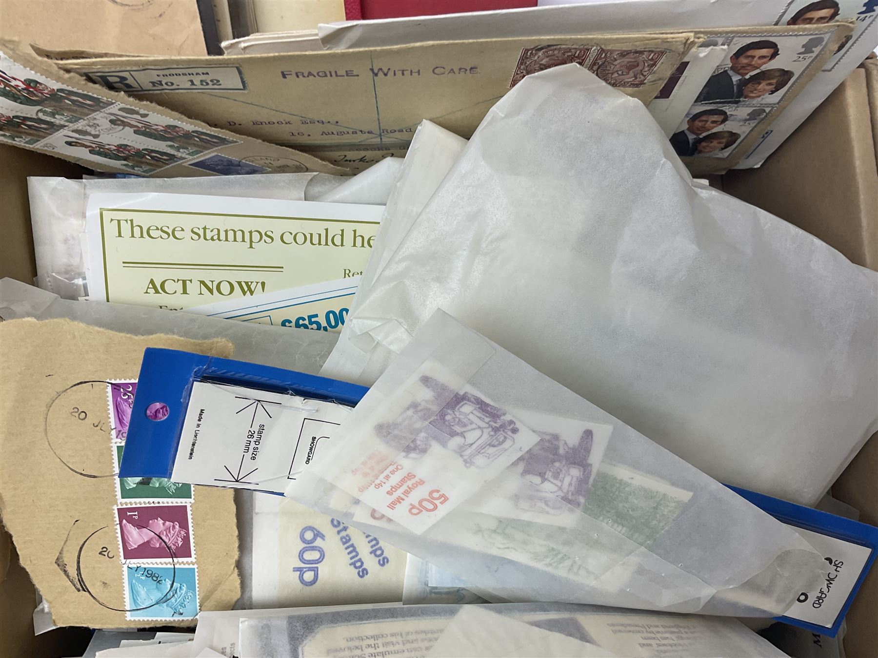 Great British and World stamps, including Queen Elizabeth II issues, first day covers, miniature sheets, Egypt, Finland, France, Greece, Honduras, Hungary, India, Italy, Poland etc, housed in various albums, folders and loose, in one box