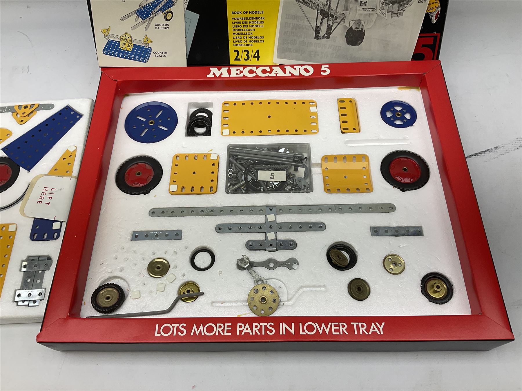 Meccano - Set No.5 with instruction booklets and Set 1+1X Conversion Set; both boxed; Adman Grandstand TV Game; boxed; Parker Colditz Board Game; and four Waddingtons Board Games including Cube Fusion, Totopoly, Golf Winks and Buccaneer; all boxed (8)