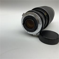 Olympus OM2 camera, 'no.264258', fitted with Olympus 'OM System G.Zuiko Auto-W 1:2.8 f35mm' lens and two other lenses, in a carry case