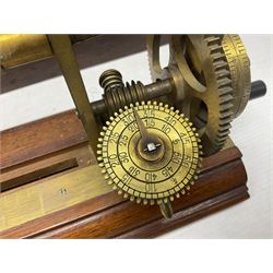 Early 20th century worsted spinners walnut and brass twist tester by J.H. Heal Maker Halifax L61cm; in original box with paperwork