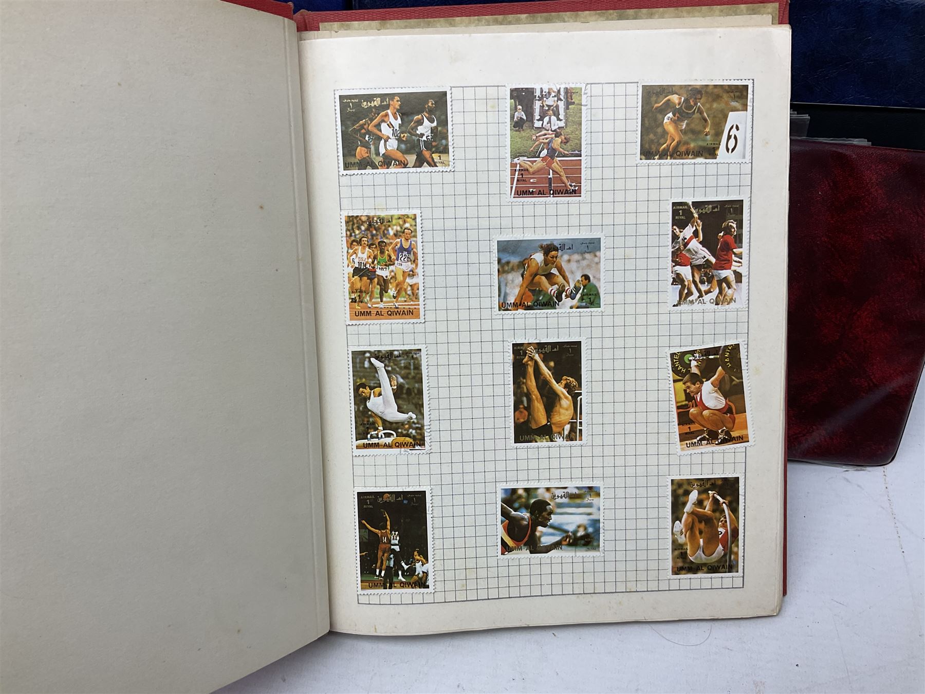 Various empty albums and folders, World stamps including Afghanistan, Bulgaria, Chile, Cuba, Czechoslovakia, British Antarctic Territory, Peru etc, in one box