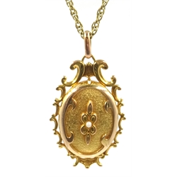  Continental 14ct gold (tested) locket pendant, set with a pearl, hallmarked on Singapore link gold necklace chain, hallmarked 9ct  