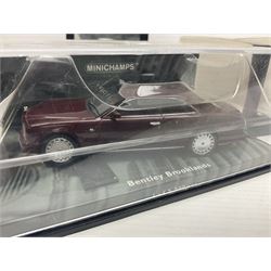 Nine Paul's Model Art 'Minichamps' 1:43 scale die-cast models - six boxed Bentleys and two unboxed Bentleys; and a Bedford estate van (9)