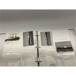 Over eleven hundred and fifty annotated photographs of worldwide shipping including merchant ships, tankers, cruise ships etc, contained in six modern loose leaf binders