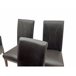 Seven high back leather dining chairs 