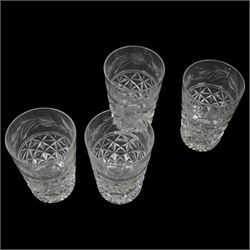 Stuart Crystal Mansfield pattern drinking glasses, including hock glasses, sherry glasses and wine glasses, together with a matching water jug (42)